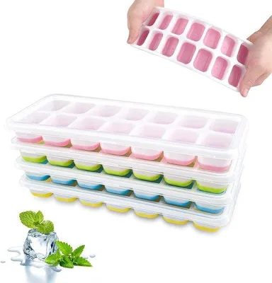 Produktbild von Famanu Eiswürfelformen aus Silikon - Platzsparend und Stapelbar - 4 Stück