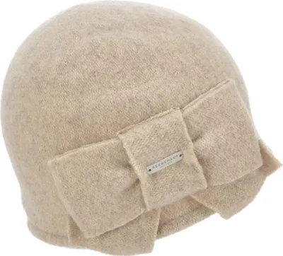 Seeberger Walkmütze aus Wolle mit schicker Schleifen Garnitur in beige