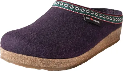 Produktbild von Haflinger Damen Hausschuh Herren Pantoffel Wollfilz Muster Grizzly Franzl 711001, Größe:42 EU, Farbe:Violett