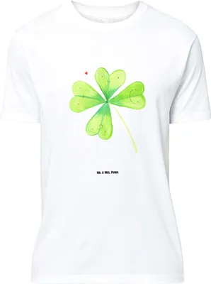 Produktbild von Mr. & Mrs. Panda Größe L T-Shirt Blume Kleeblatt - Weiß - Geschenk, Shirt, Garten, Glück, mit Spruch, Motivation, Tshirt, Umzug, Neuer Job, Glücksbringer