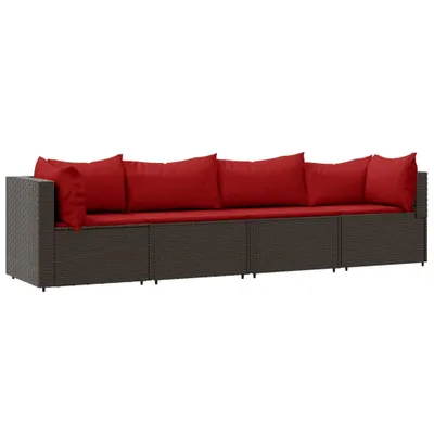 Produktbild von vidaXL 4-tlg. Garten-Lounge-Set mit Kissen Braun Poly Rattan