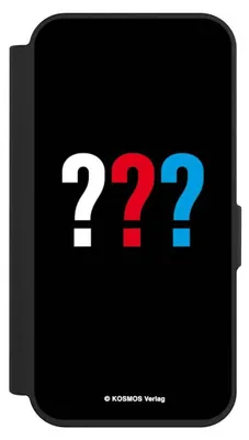 Produktbild von NIVOCASE Klapphülle für Apple iPhone 15 Pro  Handyhülle aus Kunst Leder NIVOflip schwarz Logo Offizielles Lizenzprodukt Die drei ???