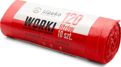 Obrázok produktu pre LDPE vrecia na odpad SIPEKO 120L 10ks. ČERVENÉ