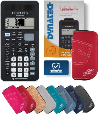 Produktbild von TI-30X Plus MP Taschenrechner mit Schutztasche rot und Fachbuch
