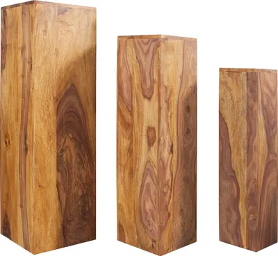 Produktbild von riess-ambiente Design Deko Säule 3er Set MAKASSAR 80cm braun Sheesham stone finish