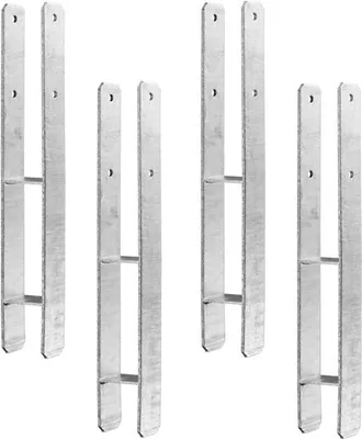 Produktbild von 4 x Heunert H-Pfostenträger H-Anker Pfostenanker inkl. Schraubenset 91 x 800 x 6 mm