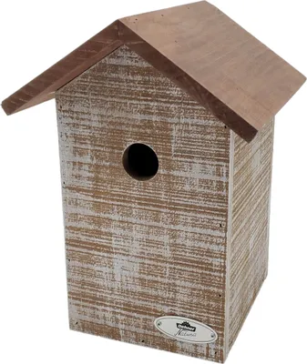 Produktbild von Dehner Natura Premium Wildvogel Nistkasten San Marino, Vogelhaus / Vogelnistkasten für Wildvögel, robust/zum Aufhängen, ca. 17.5 x 25 x 18 cm, Kiefernholz, braun