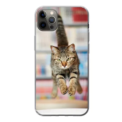 Produktbild von MuchoWow® Handyhülle Schutzhülle Hülle für iPhone 12 Pro Max Katze - Frühling - Stuhl Silikon Softcase Handy Hülle - Hartschale