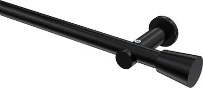 Produktbild von Interdeco Gardinenstange / Vorhangstange Schwarz, Typ Platon Sitra (Konus) ohne Ringe, 20 mm Ø 1-läufig, 160 cm