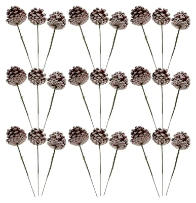 Produktbild von 30 Stück Tannenzapfen-Weihnachtsdeko: Tannenzapfen-Ornamente für die Winterfeiertage – Weihnachtsbaumschmuck, Blumen, festliche Dekoration
