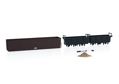 Obrázek produktu pro Samozavlažovací truhlík Lechuza Balconera Cottage plast 99 x 19 x 19 cm mocha včetně zavlažovacího systému, ukazatele hladiny vody a vložky na rostliny