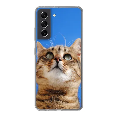 Produktbild von MuchoWow® Handyhülle Schutzhülle Hülle für Samsung Galaxy S21 FE Katze - Braun - Luft - Mädchen - Jungen - Kinder Silikon Softcase Handy Hülle - Mobiltelefonhülle
