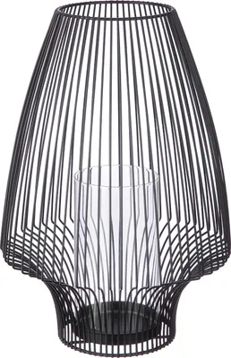 Produktbild von Casablanca Windlicht, konisch, "Cone", Glas, Metall, schwarz, , H. 34 cm, D. 23 cm 69382