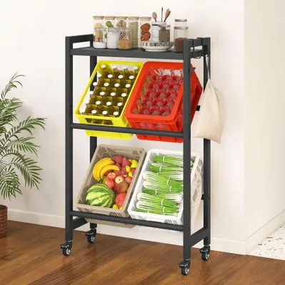 Produktbild von BALCONERA 4-Kisten-Metall-Getränkekistenregal (mit Ablage) – Mit Rollen, verstellbaren Füßen, Öffner & Haken, Für Bier, Obst, Gemüse & Wasser