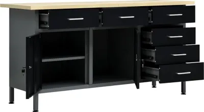 Produktbild von vidaXL Pracovný stôl čierny 160 x 60 x 85 cm Oceľ