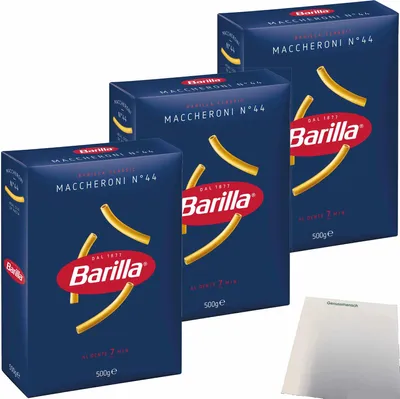 Produktbild von Barilla Pasta Maccheroni 3er Pack (3x500g Packung) + usy Block