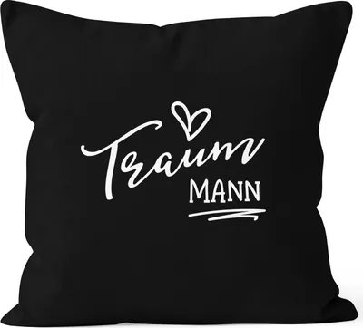 Produktbild von Kissenbezug Traummann Geschenk Deko-Kissen 40x40 MoonWorks® schwarz unisize