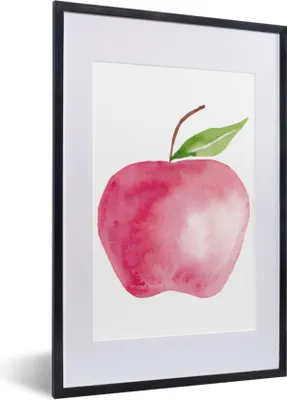 Produktbild von MuchoWow® Gerahmtes Poster Apfel - Farbe - Weiß 40x60 cm - Poster mit Schwarzem Bilderrahmen Wandposter Rahmen Foto Bilder - Poster in Rahmen