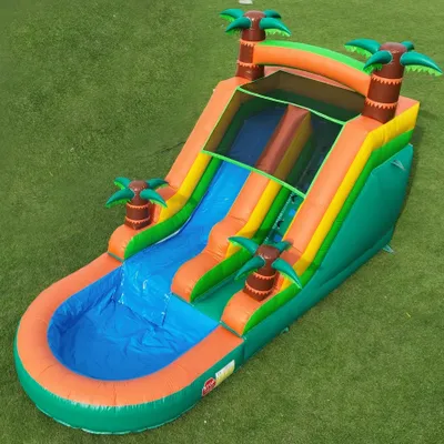 Produktbild von Aufblasbare Wasserrutsche - Doppelte Rutsche - Hüpfburg mit Bällebad - Outdoor Wasserpark für Kinder - Sommer Spielgerät - 7,7x2,7x5 m