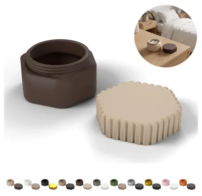 Image de Boîte de voyage à couvercle vissé, hexagonale, env. 2,5 cm, PLA – Chocolat