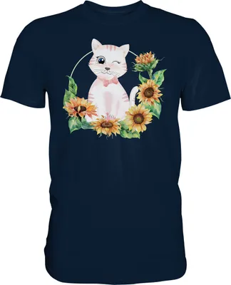 Produktbild von Katze Sonnenblumen Shirt Gärtner Kätzchen Garten Geschenk – Navy / M