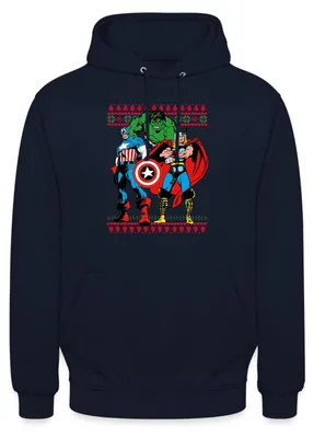 Produktbild von Spreadshirt Avengers Superhelden Ugly Christmas Uni Hoodie, XL, Navy