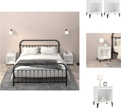 Obrázek produktu pro vidaXL Noční stolky 2 ks. Vysoce lesklá bílá 40x35x50 cm - Noční stolky