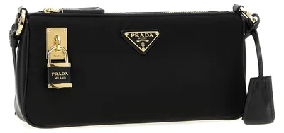 Produktbild von Prada Re-Nylon Umhängetasche schwarz Schloss und Triangel