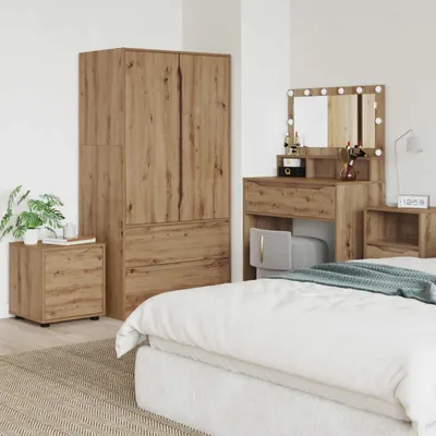 Imagen del producto de Maison Exclusive - Armario de baño de 40,5 x 40 x 44 cm, fabricado en material de madera con acabado en roble artesanal