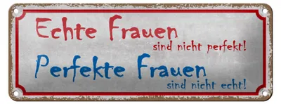 Produktbild von Blechschild Spruch 27x10cm echte Frauen perfekte Frauen Dekoration