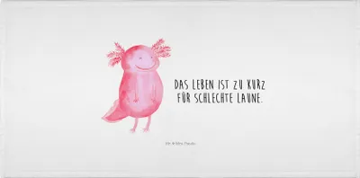 Produktbild von Mr. & Mrs. Panda Handtuch Axolotl Glücklich - Weiß - Geschenk, Motivation, gesichtstuch, Motivationsspruch, Gute Laune, Lurch, Flauschtuch, Händehandtuch, Frotteehandtuch