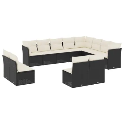 Image de vidaXL Ensemble de 12 canapés de jardin avec coussins noir poly rotin