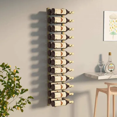 Produktbild von The Living Store Wand-Weinregal für 24 Flaschen Golden Eisen