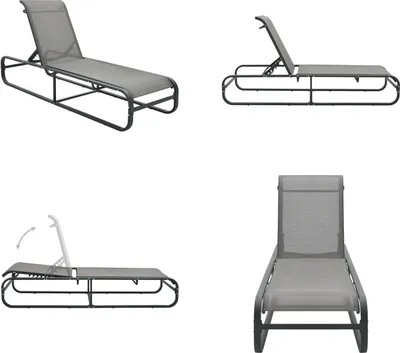 Image de vidaXL Chaise longue Aluminium et Textilene - Chaise longue - Bains de soleil - Chaise longue - Chaise longue de jardin