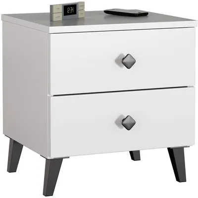 Zdjęcie produktu dla Szafka nocna AKORD MOBI Biała 40 cm 2 szuflady kolor Biały mat 40x37x43 cm