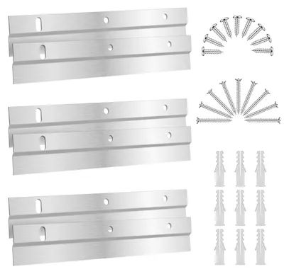 Productafbeelding van 6 Z-beugels, 15 cm ophangrail, ophangklem, Z-profiel, robuuste spiegelwandhouder, in elkaar grijpend ophangsysteem met schroeven, Z-klemmen voor fotolijsten, spiegels, kunstwerken en displays.