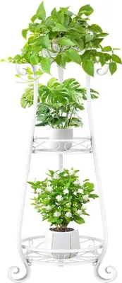 Obrázek produktu pro Třípatrový stojan na květiny, 87 cm, bílý, do interiéru