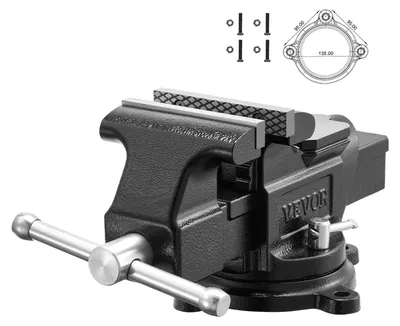 Produktbild von VEVOR Schraubstock Drehbar mit 100 mm Backenbreite aus Sphäroguss, Mehrzweck-Werkbankschraubstock mit Amboss und 360°-Drehfuß mit Arretierung, 57 mm Spanntiefe, 120 mm Backenöffnung