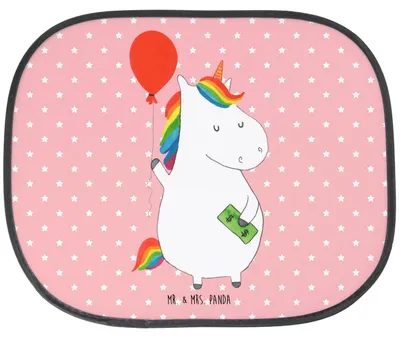 Produktbild von Mr. & Mrs. Panda Auto Sonnenblende Einhorn Luftballon - Rot Pastell - Geschenk, Unicorn, Sonnenschutz, Freundin, Autoscheibe, Geld, saugnapf