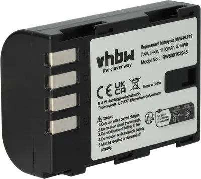 Produktbild von vhbw Akku Ersatz für Panasonic DMW-BLF19E, DMW-BLF19 für Kamera (1100 mAh, 7,2 V, Li-Ion)