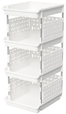 Imagen del producto de TRANKIELO® - Cajas de almacenamiento apilables - 4 niveles - Plástico PP duradero - Soluciones de almacenamiento multifuncionales