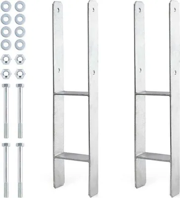 Productafbeelding van Paaldragers - Grondankers H-anker - Constructies Verankeren - Thermisch Verzinkt - 71 x 600 mm - Zilverkleurig