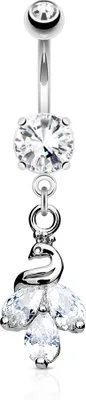 Produktbild von Bauchnabelpiercing Piercing Pfau Peacock Kristalle 14 kt vergoldet Nabelpiercing Bananabell