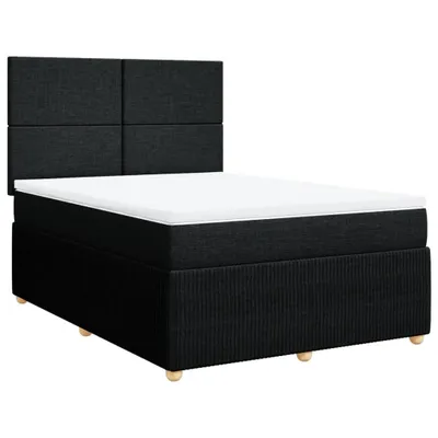 Image de Sommier à lattes de lit avec matelas Noir 140x200 cm Tissu