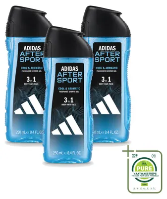 Obrázek produktu pro 3 kusy sprchového gelu a šamponu 2 v 1 Adidas After Sport - 250 ml - velkopack