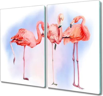 Produktbild von Coloray Küchenbrett Kochplattenabdeckung Hackbrett Schneidebrett Herdabdeckplatte 2x30x52 cm - Tiere Vögel Flamingos