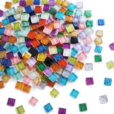 Mosaikfliesen, 200 Stück, Glas, gemischte Farben, 10x10 mm, DIY