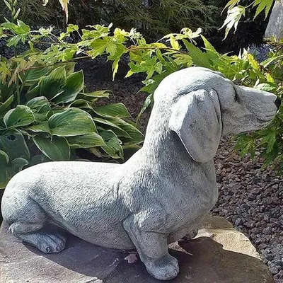 Hundestatue aus Harz, Teckel & Franz. Bulldogge, 17x12x8 cm, Gartendekoration
