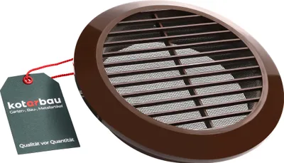 Image de KOTARBAU® Grille d'aération ⌀ 150 mm Rond Bride Marron Ventilation Grille anti-insectes Grille à lamelles Grille d'aération Raccord de tuyau Grille d'évacuation d'air Grille de ventilation Plastique Grille de protection contre les intempéries