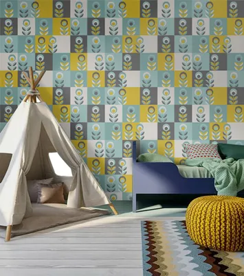 Produktbild von Coloray Fototapete 290x290 cm Vlies-Fototapete - Geometrische Floral Scandinavian